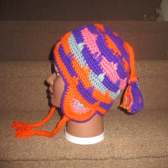 Hat 20"-22" Crochet NEW Handmade Size M Cap KIDS WOMEN`S UNISEX STYLE - Picture 4 of 6